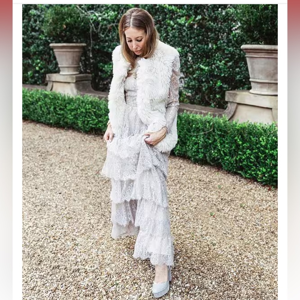 NWT Antonio Melani x Born on Fifth Clara Metallic Lace Tiered Ruffle Max… - Picture 4 of 16